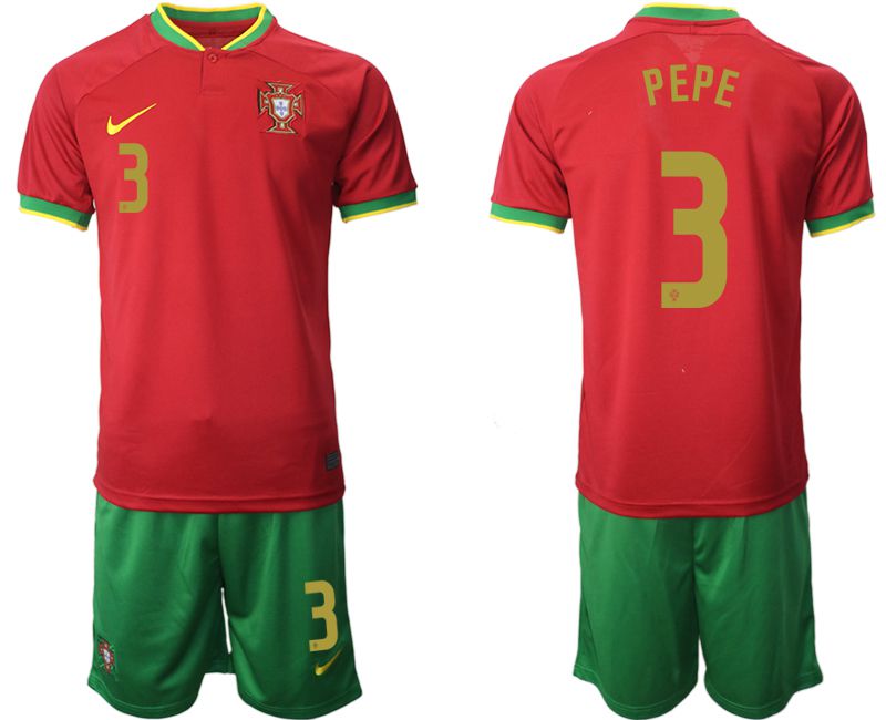 Men 2022 World Cup National Team Portugal home red 3 Soccer Jerseys